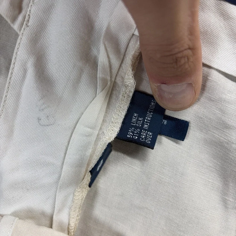 Vintage Polo Ralph Lauren Silk Linen Pants Mens 36x27.5 Light Tan Trouser Preppy